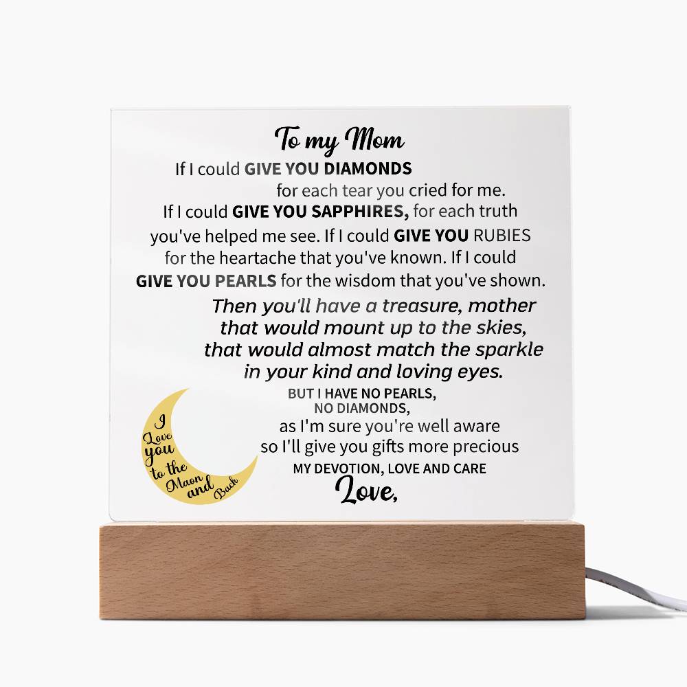 To my Mom - Acrylic Square Plaque - Beauty Belliss